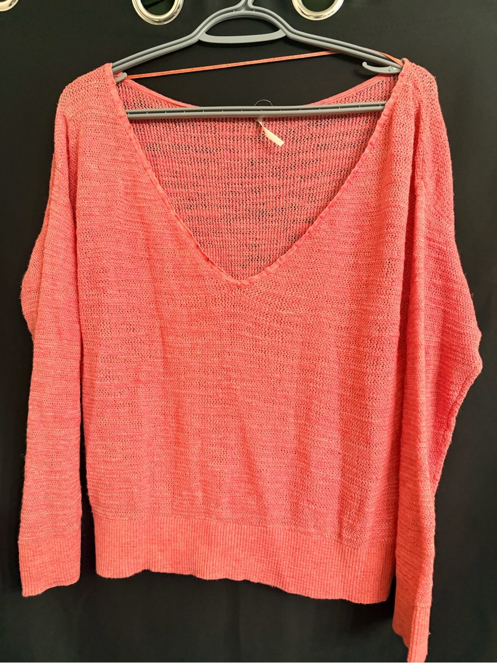 Free People Coral V-Neck Knit Tunic Size L